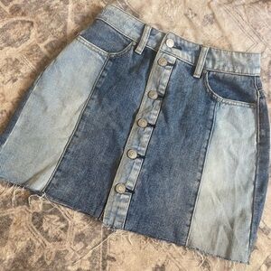 PacSun Two-Tone Blue Panel Denim Mini Skirt